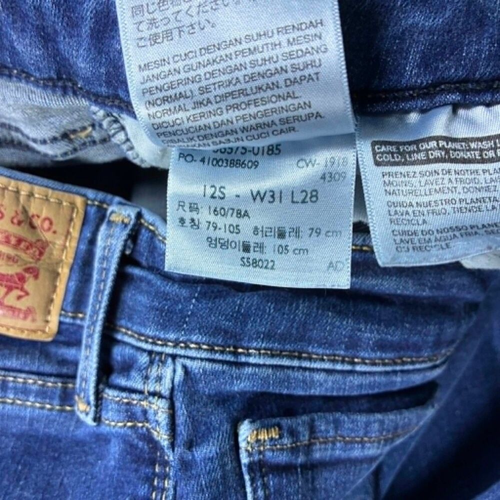 Levis Womens 12 Mid Rise Skinny Jeans Blue Stretch Medium Wash Denim - Picture 5 of 9